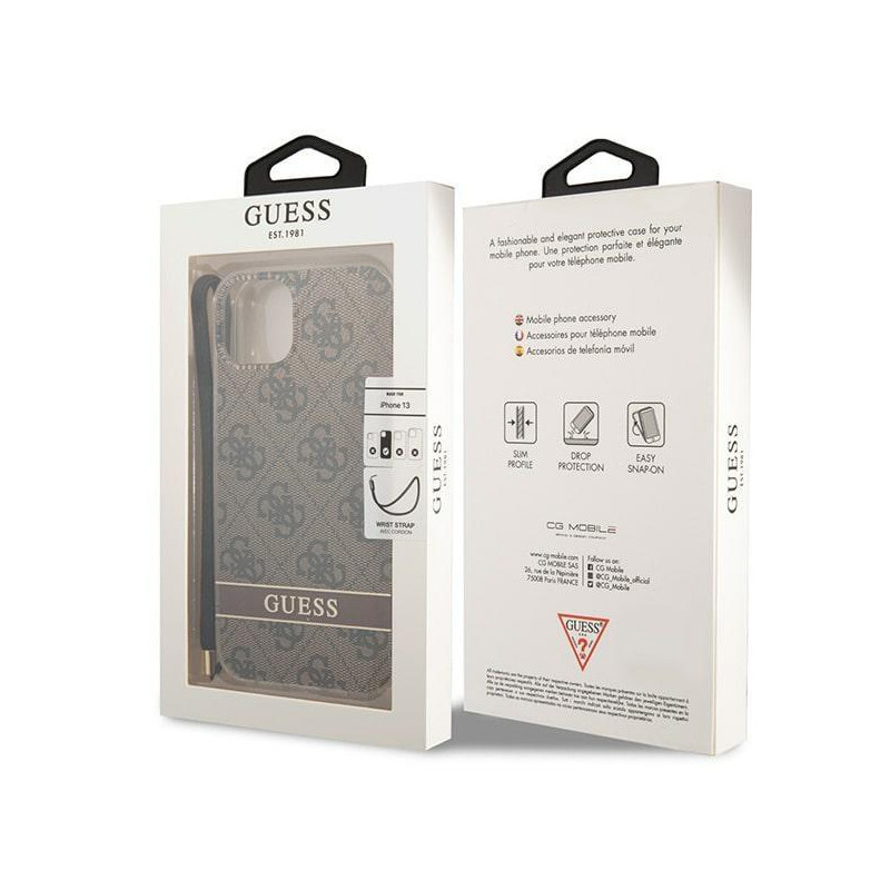 Guess 4G Print Strap dėklas iPhone 14 - rudas