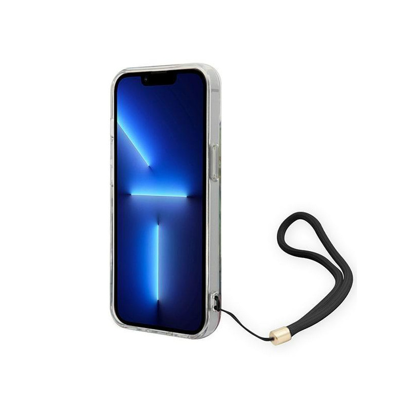 Guess Flower Strap dėklas iPhone 14 - mėlynas