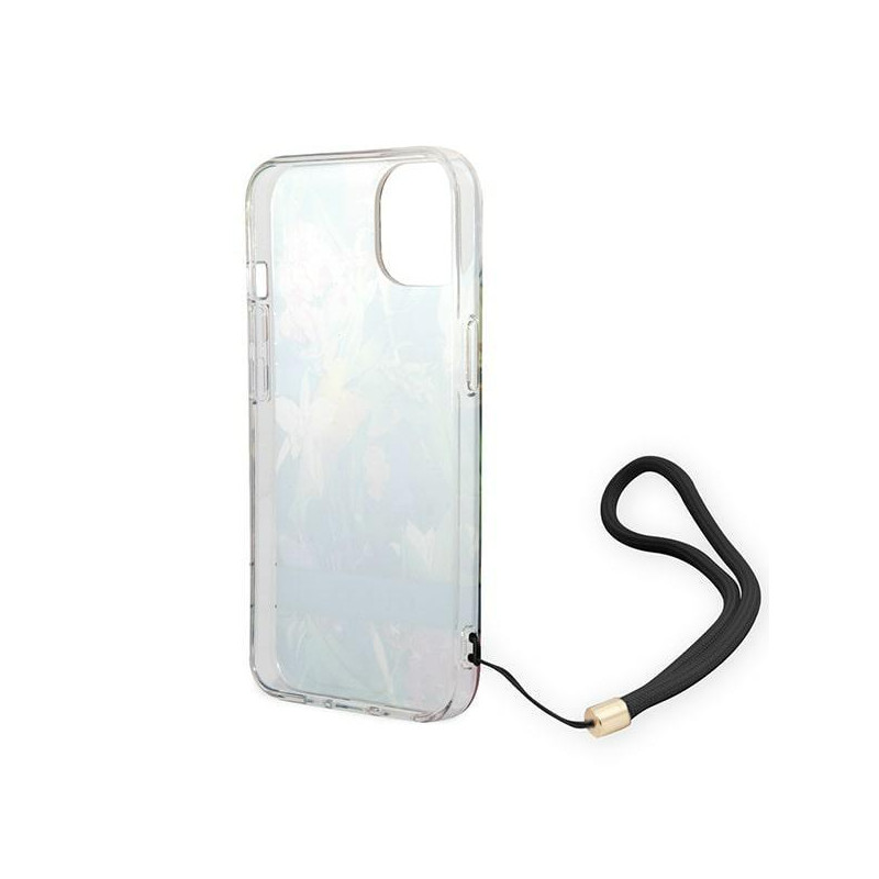 Guess Flower Strap dėklas iPhone 14 - mėlynas