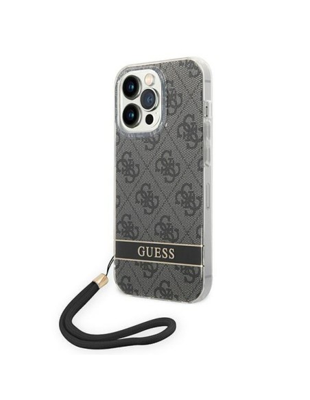 Guess 4G Print Strap dėklas, skirtas iPhone 14 Pro Max - juodas Guess 4G Print Strap dėklas, skirtas iPhone 14 Pro Max - juodas