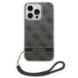 Guess 4G Print Strap dėklas, skirtas iPhone 14 Pro Max - juodas