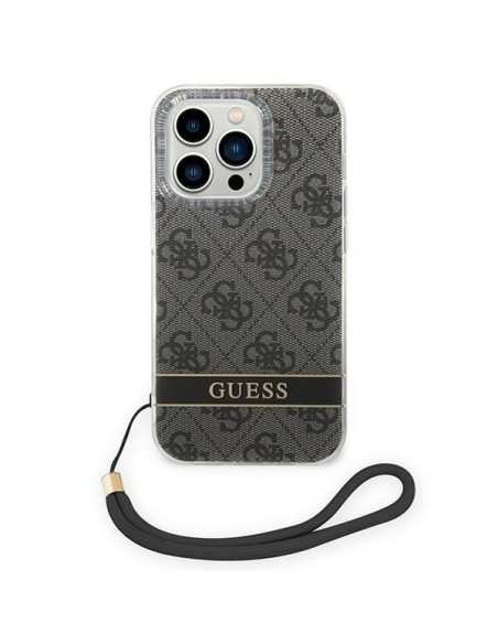Guess 4G Print Strap dėklas, skirtas iPhone 14 Pro Max - juodas Guess 4G Print Strap dėklas, skirtas iPhone 14 Pro Max - juodas
