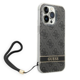 Guess 4G Print Strap dėklas, skirtas iPhone 14 Pro Max - juodas