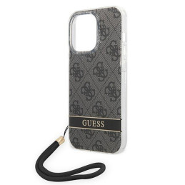 Guess 4G Print Strap dėklas, skirtas iPhone 14 Pro Max - juodas