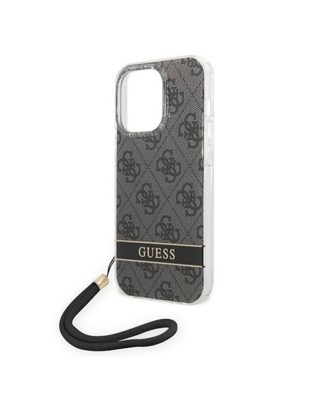 Guess 4G Print Strap dėklas, skirtas iPhone 14 Pro Max - juodas Guess 4G Print Strap dėklas, skirtas iPhone 14 Pro Max - juodas