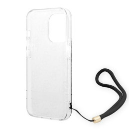 Guess 4G Print Strap dėklas, skirtas iPhone 14 Pro Max - juodas
