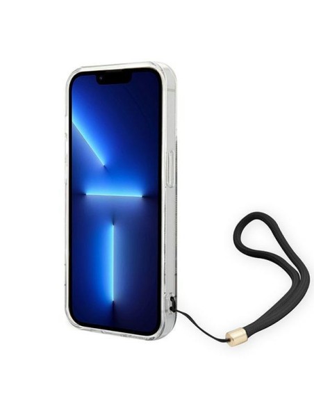 Guess 4G Print Strap dėklas, skirtas iPhone 14 Pro Max - rudas Guess 4G Print Strap dėklas, skirtas iPhone 14 Pro Max - rudas