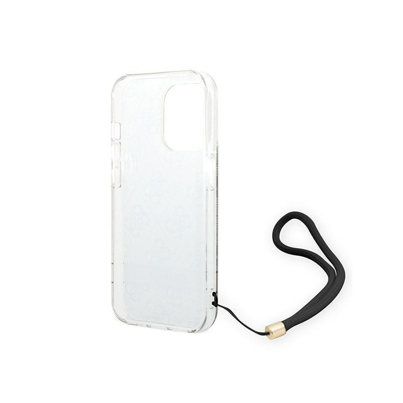 Guess 4G Print Strap dėklas, skirtas iPhone 14 Pro Max - rudas