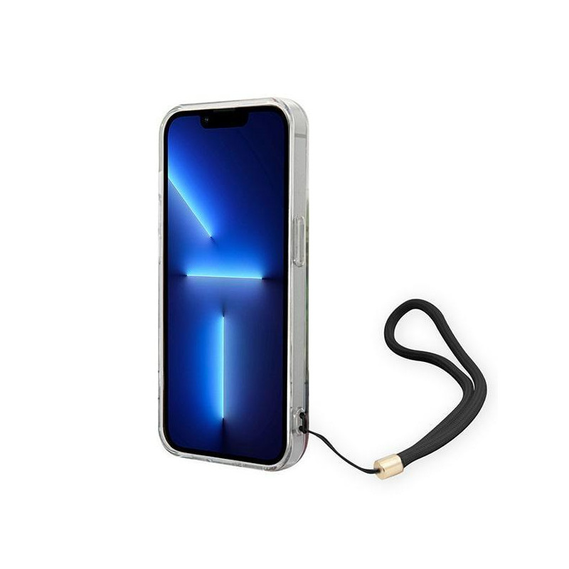 Guess Flower Strap dėklas iPhone 14 Pro Max - mėlynas