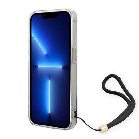 Guess Flower Strap dėklas iPhone 14 Pro Max - mėlynas Guess Flower Strap dėklas iPhone 14 Pro Max - mėlynas