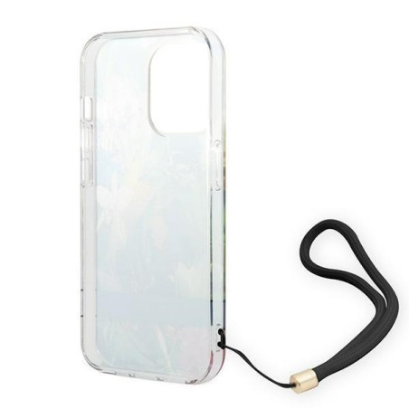Guess Flower Strap dėklas iPhone 14 Pro Max - mėlynas Guess Flower Strap dėklas iPhone 14 Pro Max - mėlynas