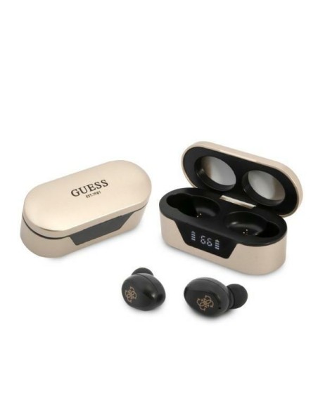 Guess TWS Bluetooth ausinės + dokas - auksinės spalvos Guess TWS Bluetooth ausinės + dokas - auksinės spalvos