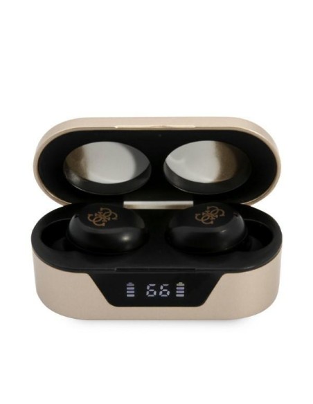 Guess TWS Bluetooth ausinės + dokas - auksinės spalvos Guess TWS Bluetooth ausinės + dokas - auksinės spalvos