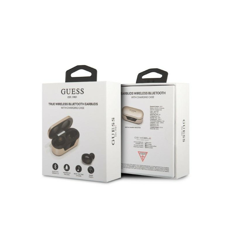 Guess TWS Bluetooth ausinės + dokas - auksinės spalvos