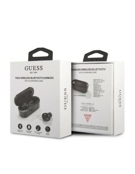 Guess TWS Bluetooth ausinės + dokas - juodos spalvos Guess TWS Bluetooth ausinės + dokas - juodos spalvos