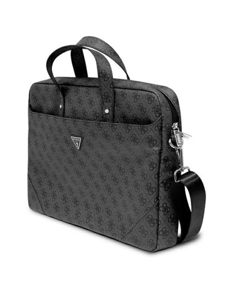 Guess Saffiano 4G Triangle Logo krepšys 16 colių nešiojamam kompiuteriui - juodas
