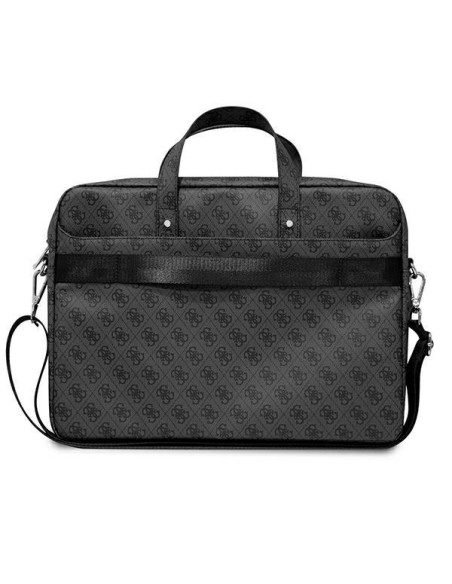 Guess Saffiano 4G Triangle Logo krepšys 16 colių nešiojamam kompiuteriui - juodas
