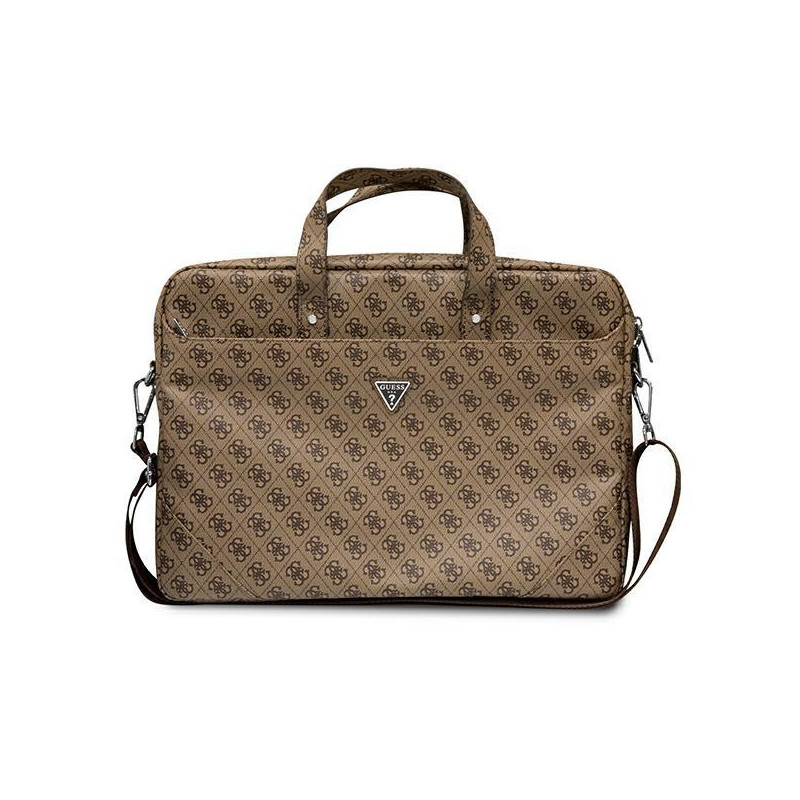 Guess Saffiano 4G Triangle Logo krepšys 16 colių nešiojamam kompiuteriui – rudas Guess Saffiano 4G Triangle Logo krepšys 16 colių nešiojamam kompiuteriui – rudas
