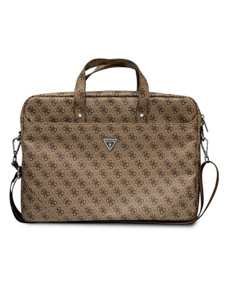 Guess Saffiano 4G Triangle Logo krepšys 16 colių nešiojamam kompiuteriui – rudas Guess Saffiano 4G Triangle Logo krepšys 16 colių nešiojamam kompiuteriui – rudas