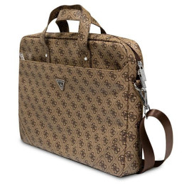 Guess Saffiano 4G Triangle Logo krepšys 16 colių nešiojamam kompiuteriui – rudas