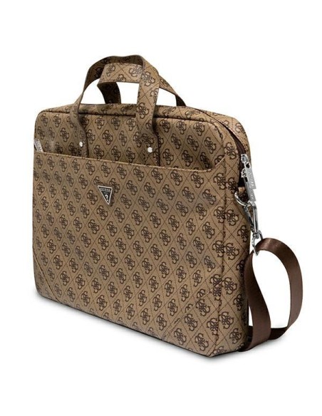 Guess Saffiano 4G Triangle Logo krepšys 16 colių nešiojamam kompiuteriui – rudas Guess Saffiano 4G Triangle Logo krepšys 16 colių nešiojamam kompiuteriui – rudas