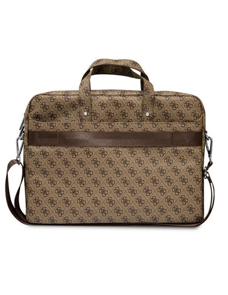 Guess Saffiano 4G Triangle Logo krepšys 16 colių nešiojamam kompiuteriui – rudas Guess Saffiano 4G Triangle Logo krepšys 16 colių nešiojamam kompiuteriui – rudas