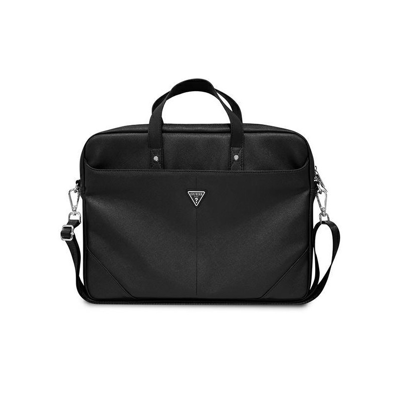 Guess Saffiano Triangle Logo krepšys 16 colių nešiojamam kompiuteriui - juodas Guess Saffiano Triangle Logo krepšys 16 colių nešiojamam kompiuteriui - juodas
