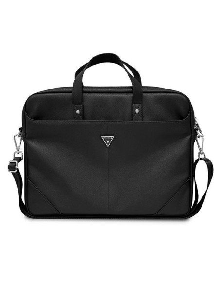 Guess Saffiano Triangle Logo krepšys 16 colių nešiojamam kompiuteriui - juodas Guess Saffiano Triangle Logo krepšys 16 colių nešiojamam kompiuteriui - juodas