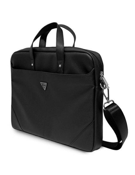 Guess Saffiano Triangle Logo krepšys 16 colių nešiojamam kompiuteriui - juodas Guess Saffiano Triangle Logo krepšys 16 colių nešiojamam kompiuteriui - juodas