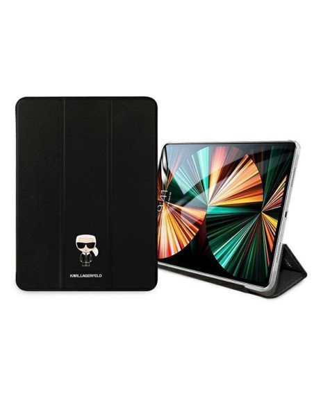 Karl Lagerfeld Saffiano Ikonic Karl dėklas iPad 11" Pro 2021 - juodas Karl Lagerfeld Saffiano Ikonic Karl dėklas iPad 11" Pro 2021 - juodas