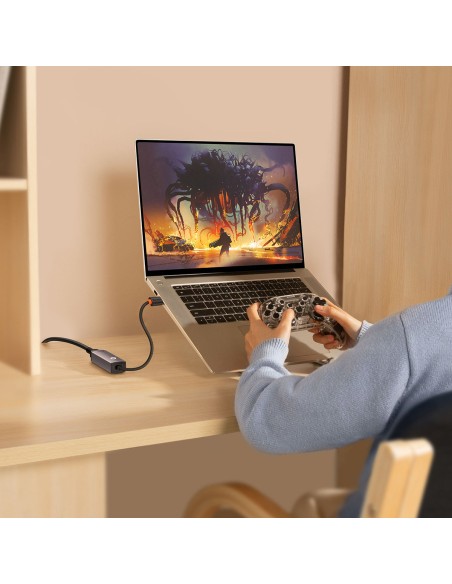 Išorinė tinklo plokštė LAN USB RJ45 100Mbps pilka