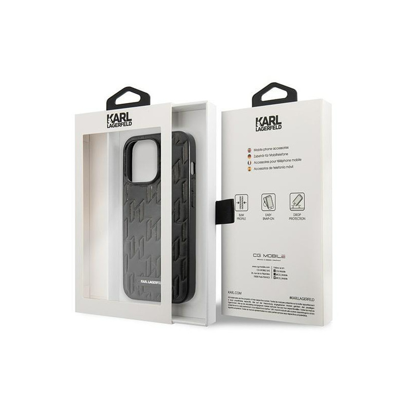 Karl Lagerfeld Monogram Plaque dėklas iPhone 13 Pro / iPhone 13 - juodas
