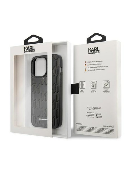 Karl Lagerfeld Monogram Plaque dėklas iPhone 13 Pro / iPhone 13 - juodas