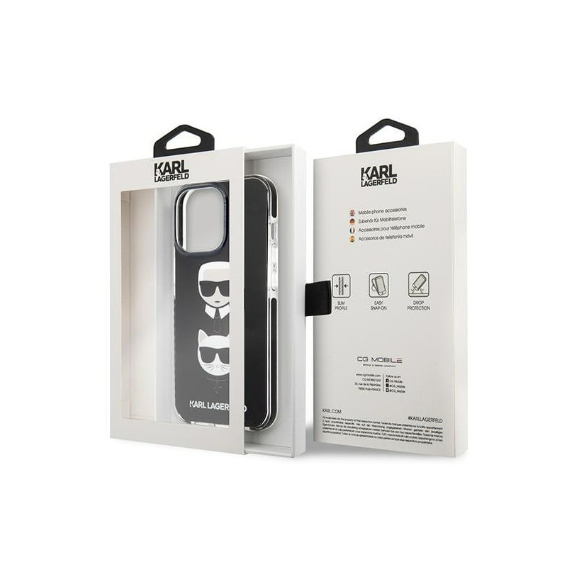 Karl Lagerfeld Karl&Choupette Head dėklas, skirtas iPhone 13 Pro / iPhone 13 - juodas