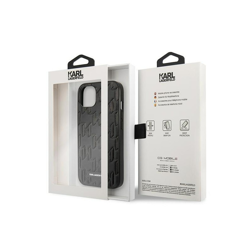 Karl Lagerfeld Monogram Plaque dėklas iPhone 13 - juodas