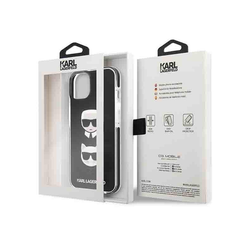 Karl Lagerfeld Karl&Choupette Head dėklas iPhone 13 - juodas