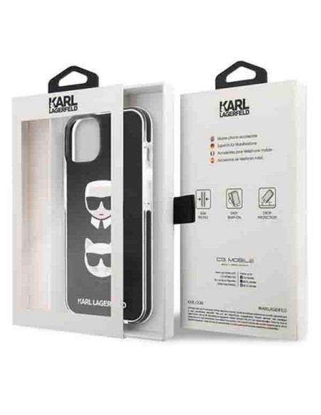 Karl Lagerfeld Karl&Choupette Head dėklas iPhone 13 - juodas