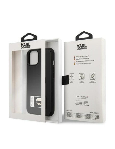 Karl Lagerfeld Ikonik Patch dėklas iPhone 13 mini - juodas Karl Lagerfeld Ikonik Patch dėklas iPhone 13 mini - juodas