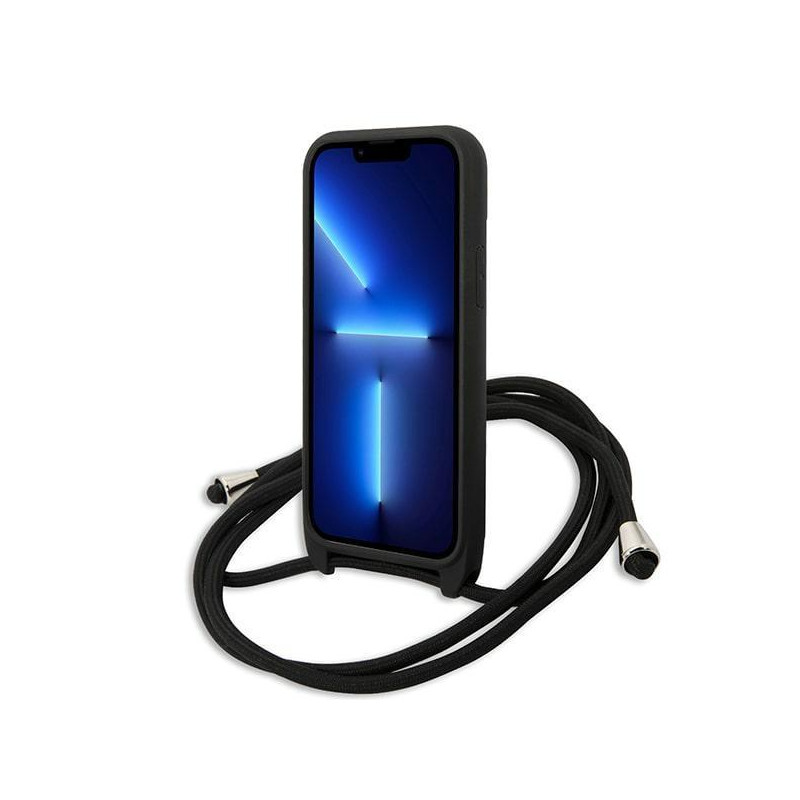 Karl Lagerfeld Leather Monogram Patch ir Cord Iconik dėklas iPhone 13 mini - juodas