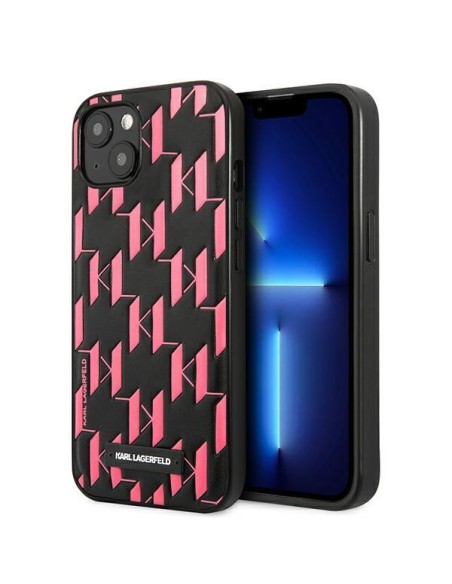 Karl Lagerfeld Monogram Plaque dėklas iPhone 13 mini - rožinis Karl Lagerfeld Monogram Plaque dėklas iPhone 13 mini - rožinis