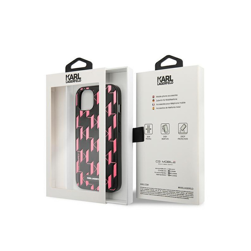 Karl Lagerfeld Monogram Plaque dėklas iPhone 13 mini - rožinis