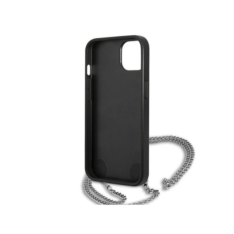 Karl Lagerfeld odos tekstūros ir grandinės dėklas iPhone 13 mini - juodas