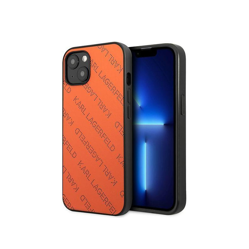 Karl Lagerfeld Perforated Allover dėklas iPhone 13 mini - oranžinis