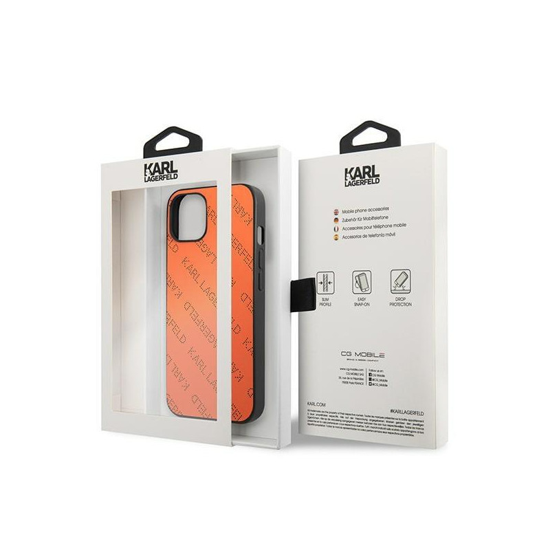 Karl Lagerfeld Perforated Allover dėklas iPhone 13 mini - oranžinis