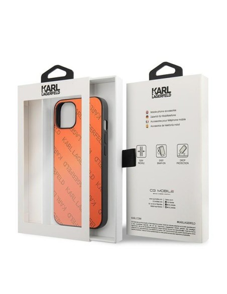 Karl Lagerfeld Perforated Allover dėklas iPhone 13 mini - oranžinis Karl Lagerfeld Perforated Allover dėklas iPhone 13 mini - oranžinis