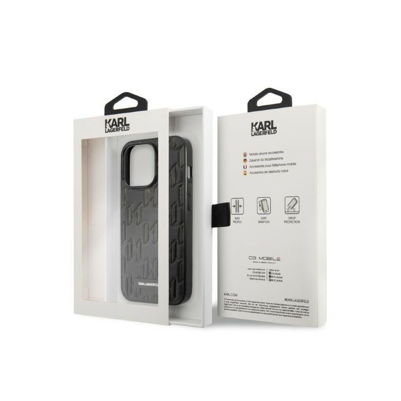 Karl Lagerfeld Monogram Plaque dėklas, skirtas iPhone 13 Pro Max - juodas