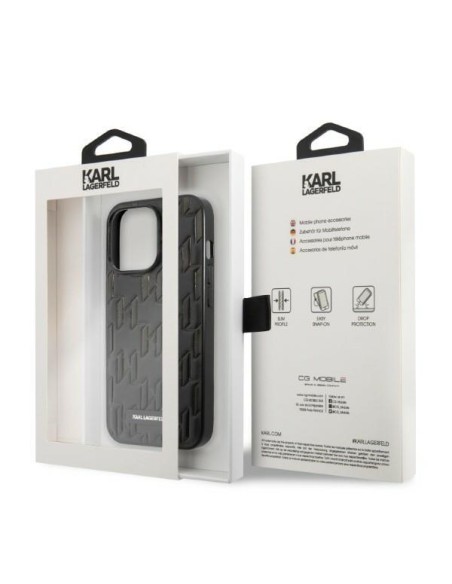 Karl Lagerfeld Monogram Plaque dėklas, skirtas iPhone 13 Pro Max - juodas Karl Lagerfeld Monogram Plaque dėklas, skirtas iPhone 13 Pro Max - juodas