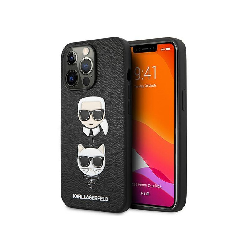 Karl Lagerfeld Saffiano Karl&Choupette dėklas iPhone 13 Pro Max - juodas Karl Lagerfeld Saffiano Karl&Choupette dėklas iPhone 13 Pro Max - juodas