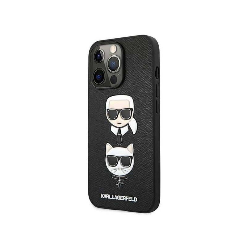 Karl Lagerfeld Saffiano Karl&Choupette dėklas iPhone 13 Pro Max - juodas
