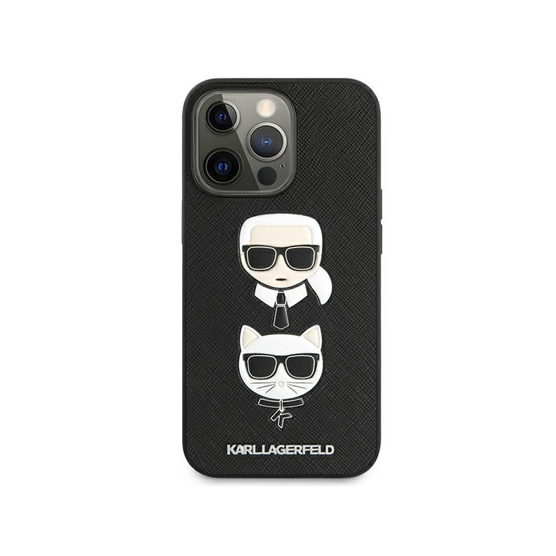 Karl Lagerfeld Saffiano Karl&Choupette dėklas iPhone 13 Pro Max - juodas